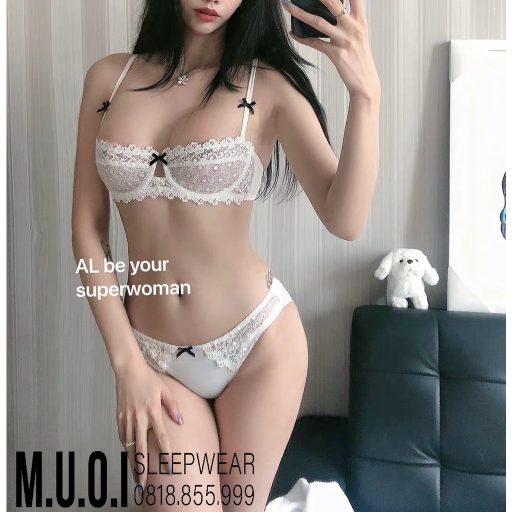 Bộ đồ lót, áo ngực ren sexy có gọng cup ngang tạo khe ngực gợi cảm cho nữ A01 MUỐI SLEEPWEAR - Hàng có sẵn( video)