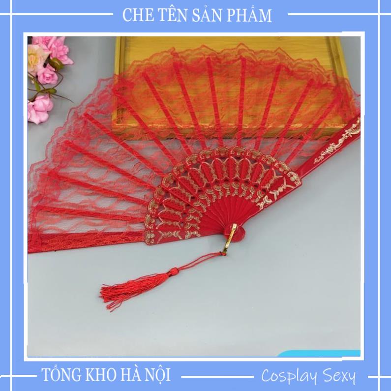 Quạt Ren Cosplay Sexy, Phụ Kiện Chụp Ảnh Cosplay Cổ Trang