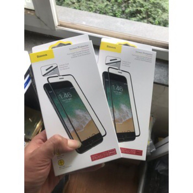 combo bộ 2 miếng dán Kính cường lực full màn hình Baseus bảo vệ màng loa cho IPhone 6 Plus/7 Plus/8 Plus - Huco Việt Nam