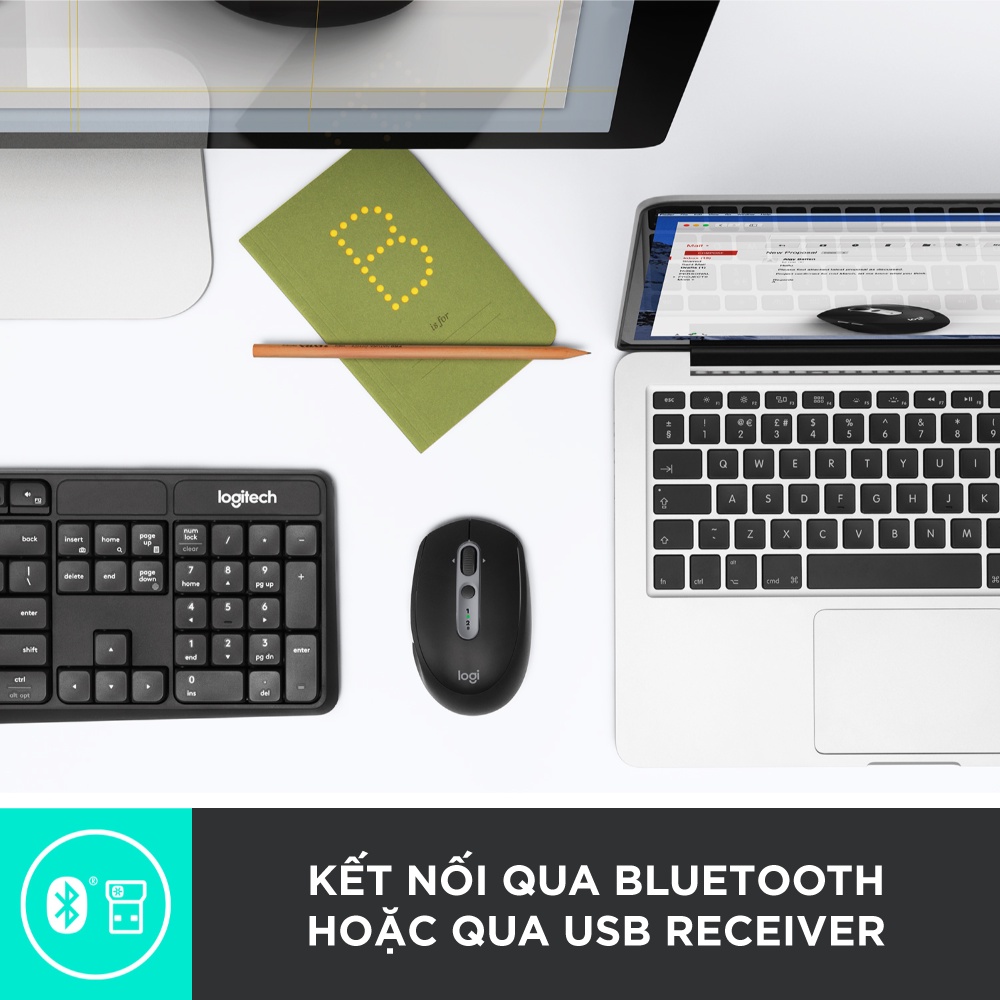 [Mã ELLOGIWL4 giảm 10% đơn 500K] Chuột không dây Bluetooth Logitech M585 - USB Unifying, 5 nút lập trình, đa thiết bị