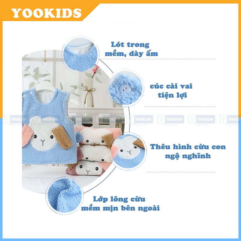 Gile lông cừu cho bé YOOKIDS Hàng Quảng Châu dày ấm có cúc cài vai tiện lợi, áo gile cho bé trai bé gái 1 2 3 4 tuổi