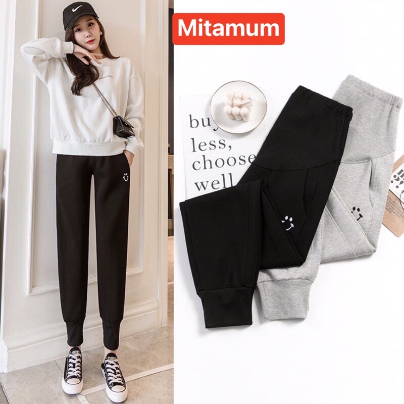 Quần bà bầu dài thu đông chất da cá dày dạ loại 1 dáng thể thao jogger công sở đi chơi mặc nhà thiết kế đẹp giá rẻ