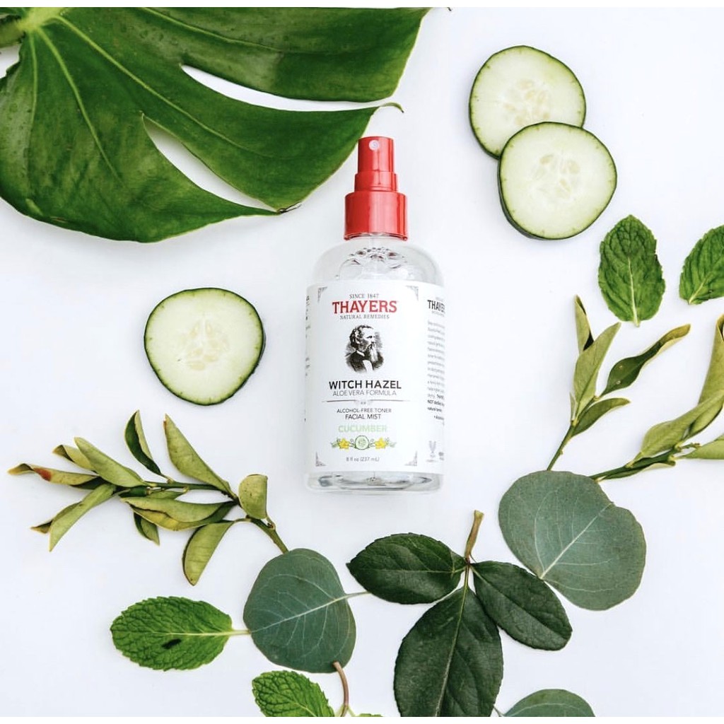 Nước Hoa Hồng Không Cồn Dạng Xịt Thayers Hương Dưa Chuột Alcohol-Free Cucumber Witch Hazel Toner Facial Mist 237ml