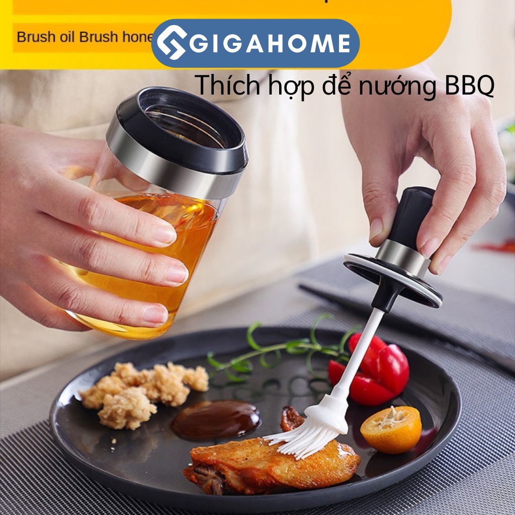 Hũ Đựng Gia Vị Thuiyr Tinh Kèm Que Phết Dầu GIGAHOME Chống Ẩm 9654