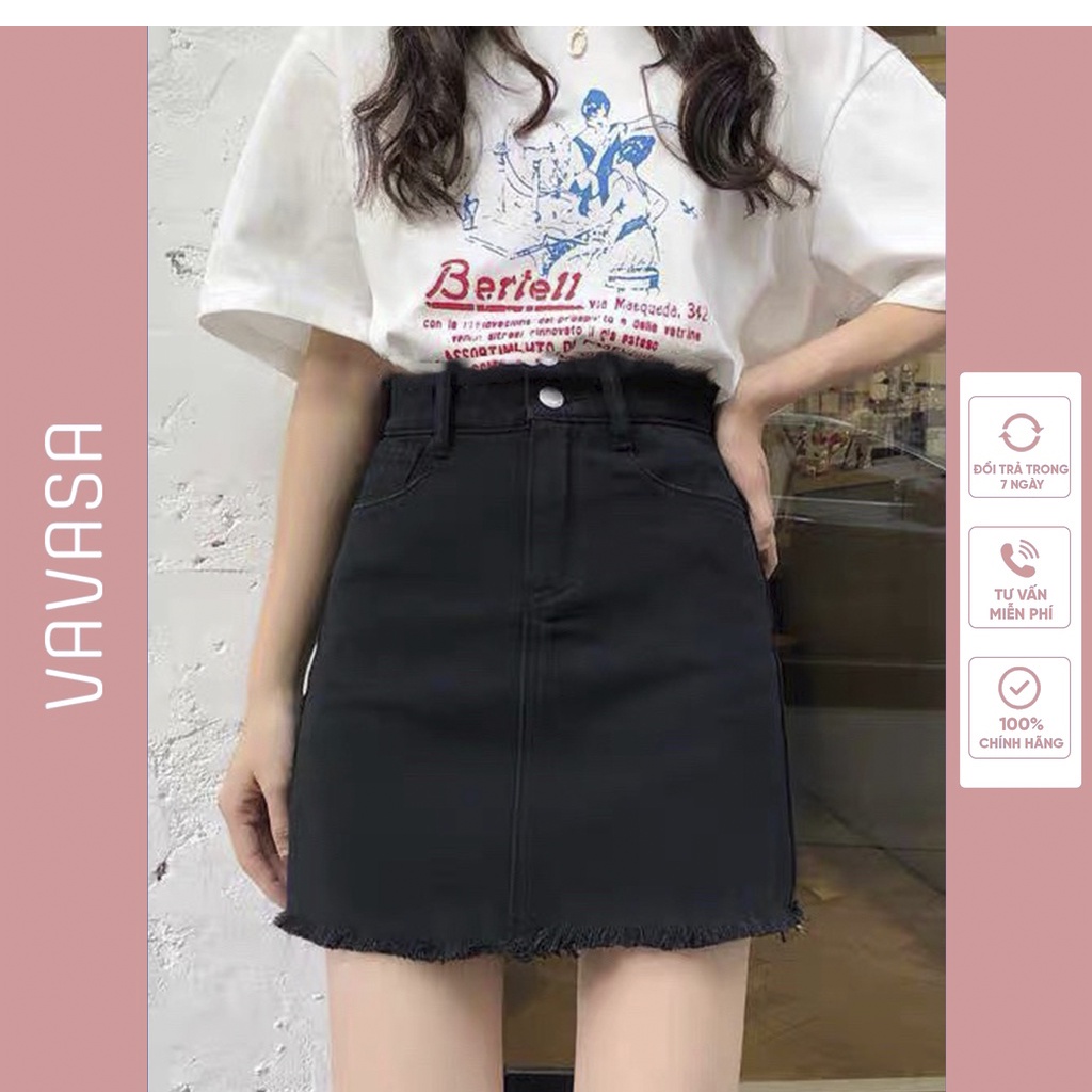 Chân váy Jeans ngắn chữ a lưng cao công sở bigsize  CV18