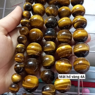1 viên đá mắt hổ 4a vàng nâu size 10mm 12mm 16mm 18mm 20mm