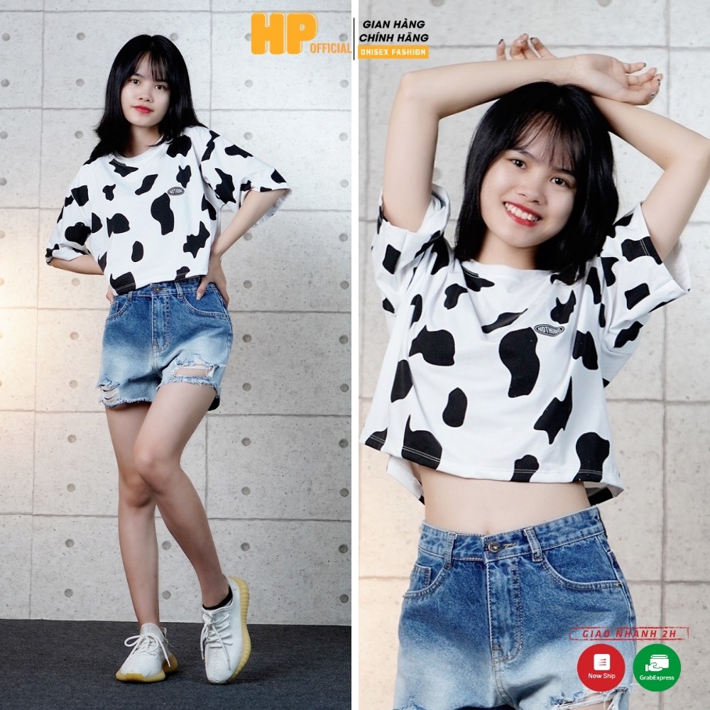 Áo Croptop Bò Sữa dáng rộng phong cách Ulzzang hottrend