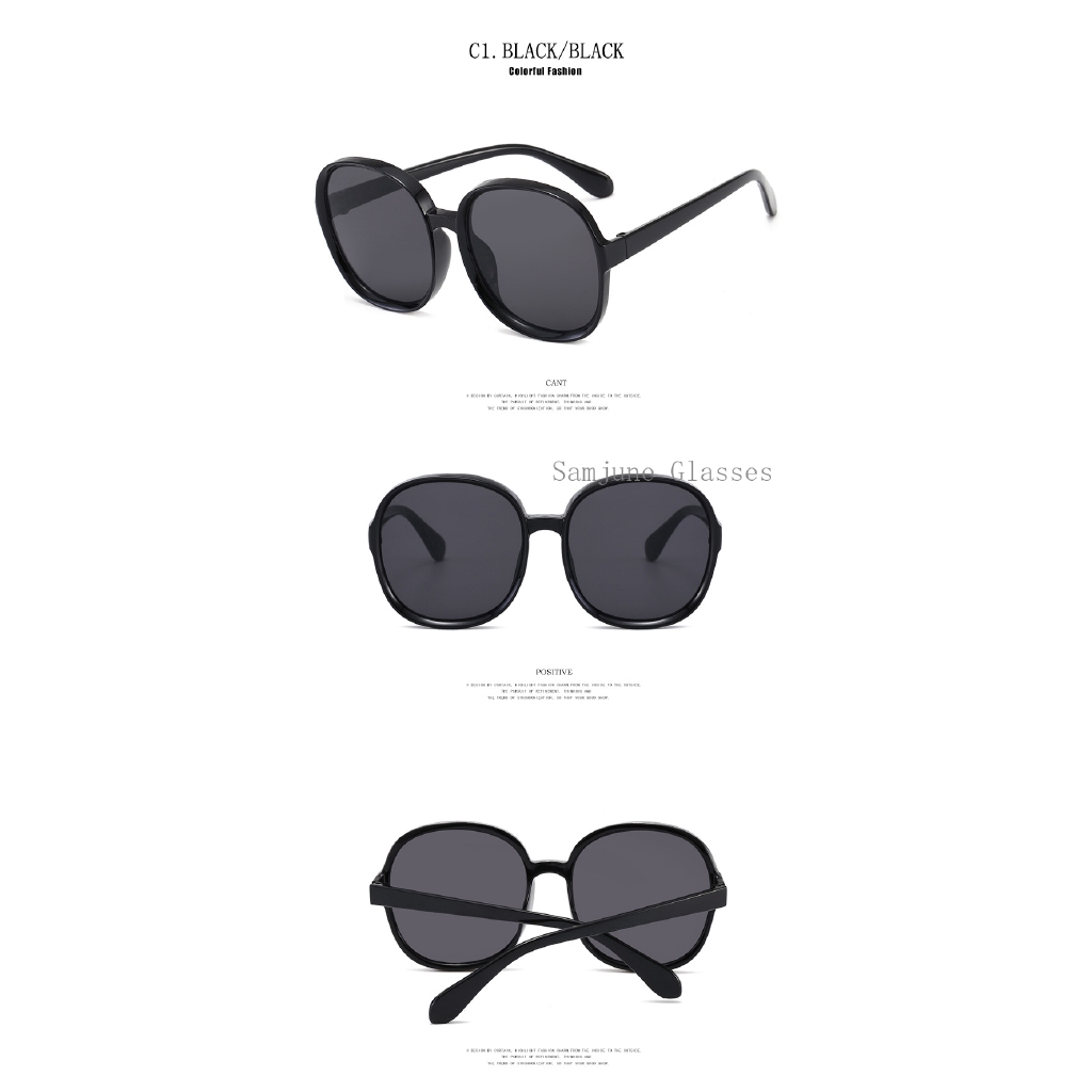 Kính mát SAMJUNE gọng tròn lớn phong cách cổ điển cho nữ