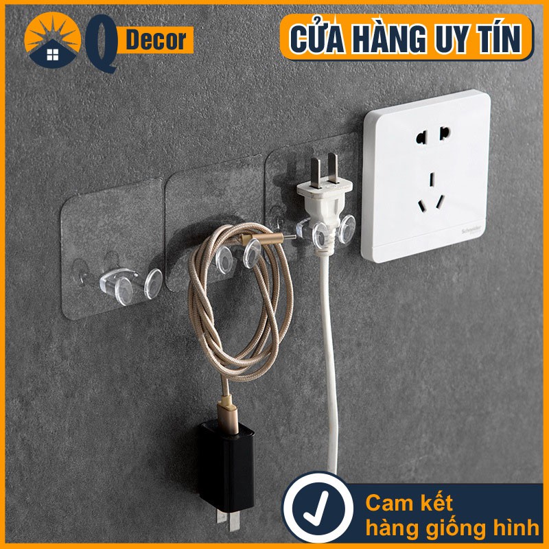 Móc Dán Tường 2 tai Kẹp Giữ Dây Điện ,phích cắm Siêu Chắc