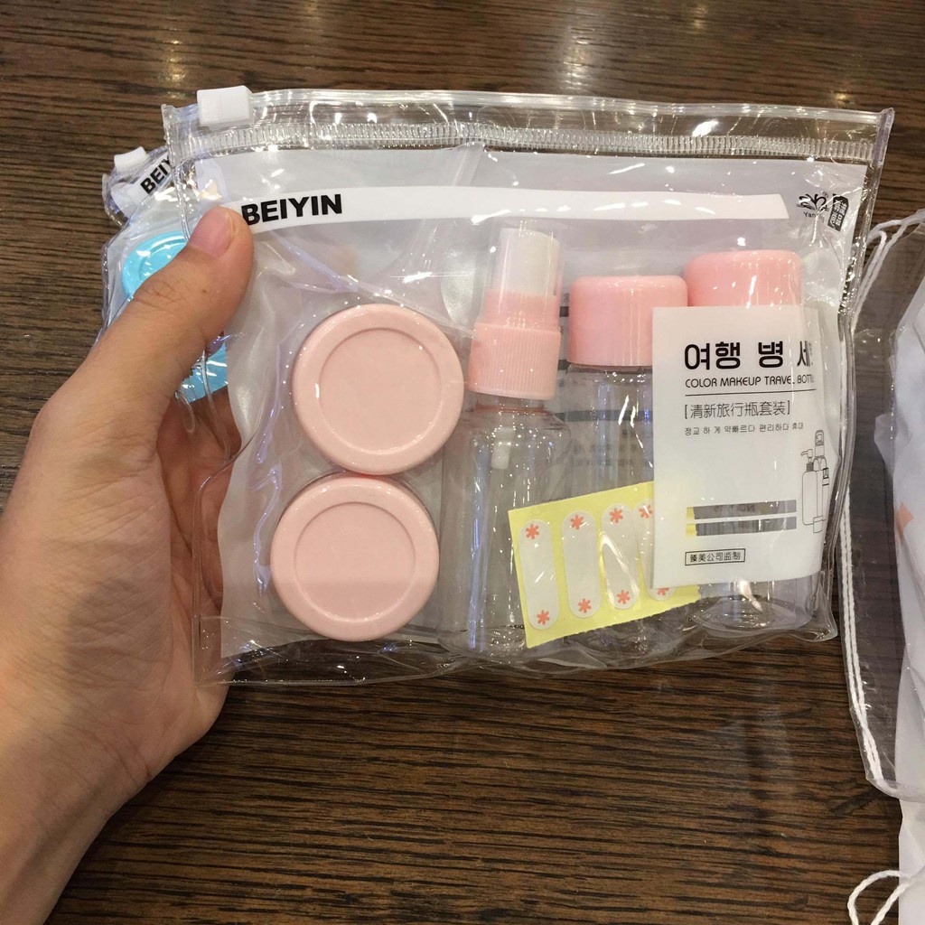 Combo bộ chiết mỹ phẩm 7 món tặng kèm túi zip