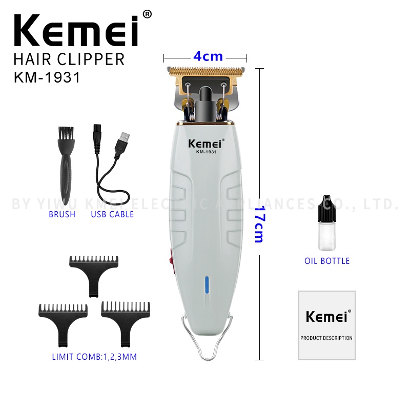 Tông đơ Kemei KM-1931 cổng kết nối USB tiện dụng khi hớt tóc