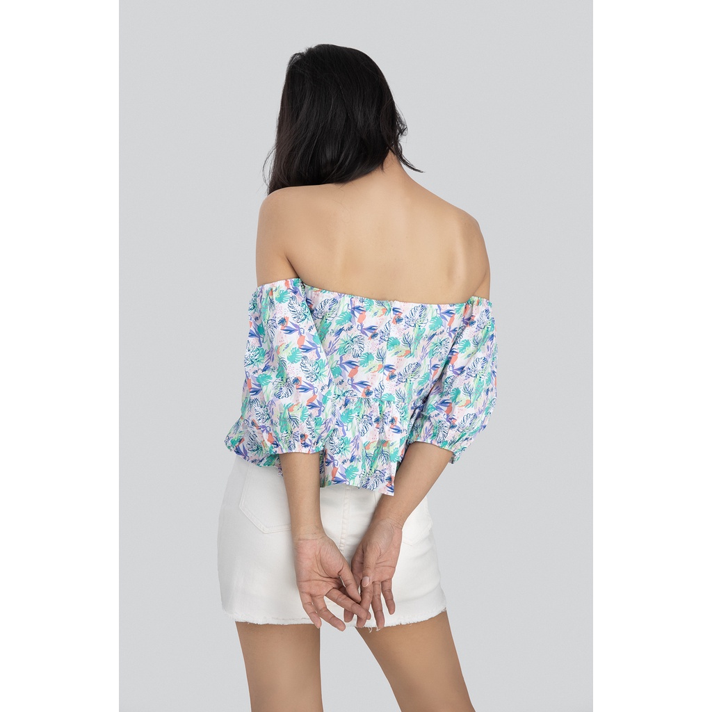 Áo trễ vai MAYBI hoạ tiết hoa dáng babydoll