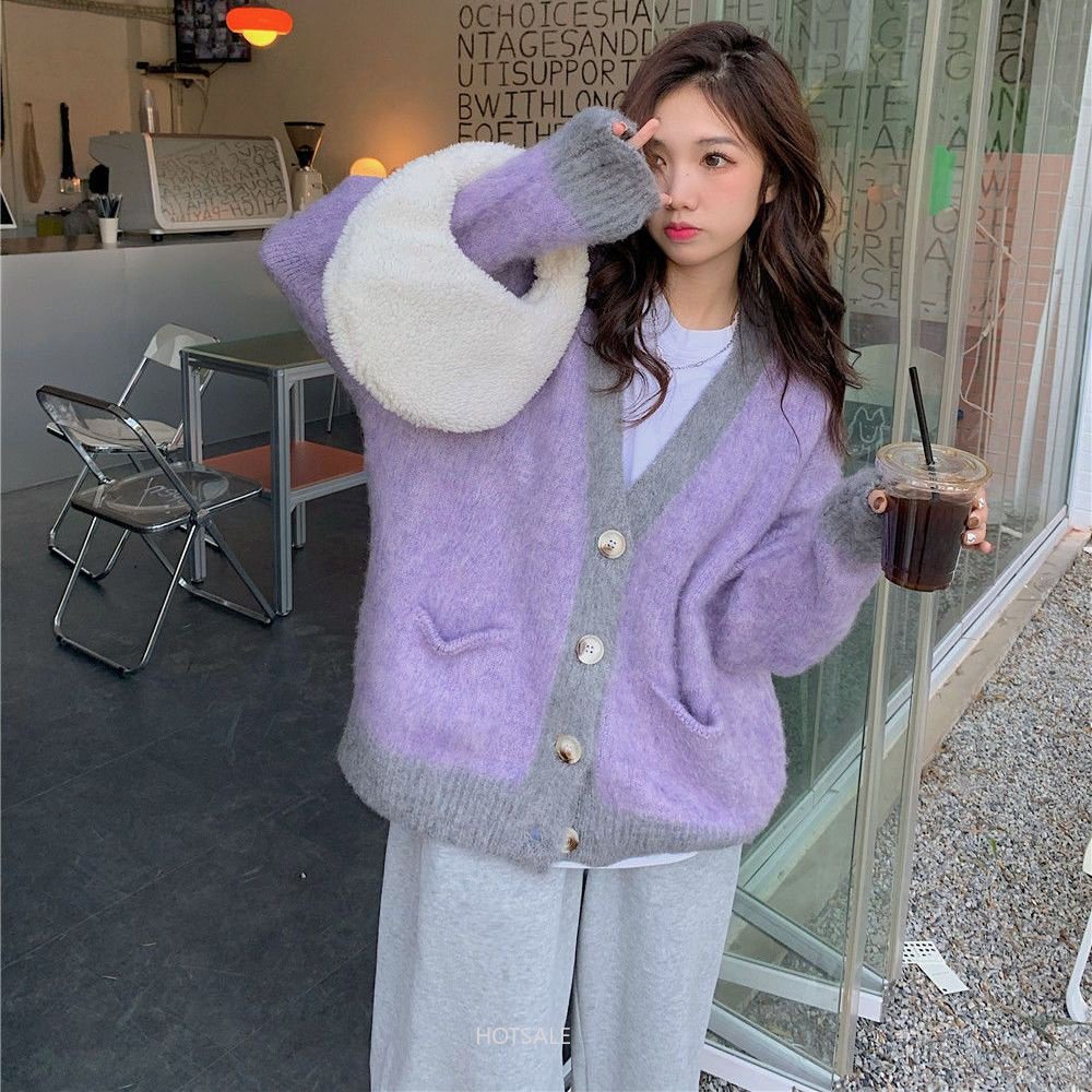 Áo Khoác Cardigan Dệt Kim Mềm Mại Tay Dài Dáng Rộng Cổ Chữ V Phong Cách Phương Tây Dành Cho Nữ