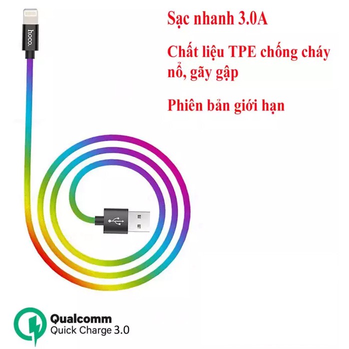 Cáp sạc Hoco X26 Plus Sạc nhanh 3A MAX, dây sạc bọc dù chống rối cho điện thoại $ máy tính bảng Lightning &amp; Micro đa sắc