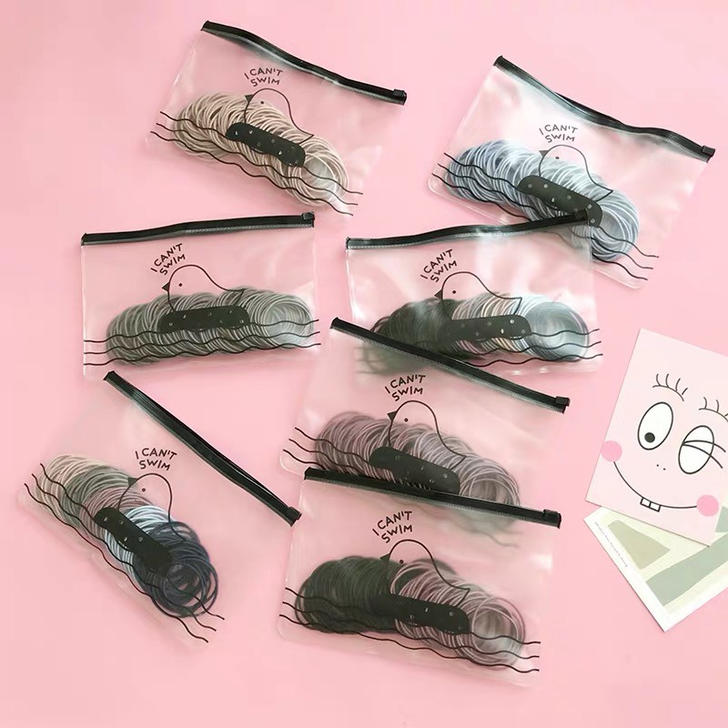 TÚI ZIP 100 DÂY BUỘC TÓC TRƠN TRỘN MÀU SIÊU CHẮC