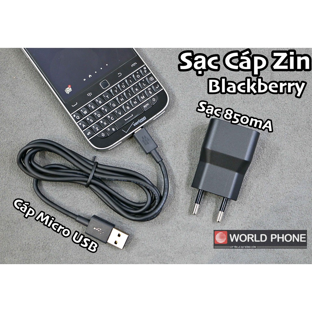 Sạc cáp điện thoại Blackberry cổ nguồn 850mA chính hãng, BB 9700, 9900, Q10, Z10, Q20