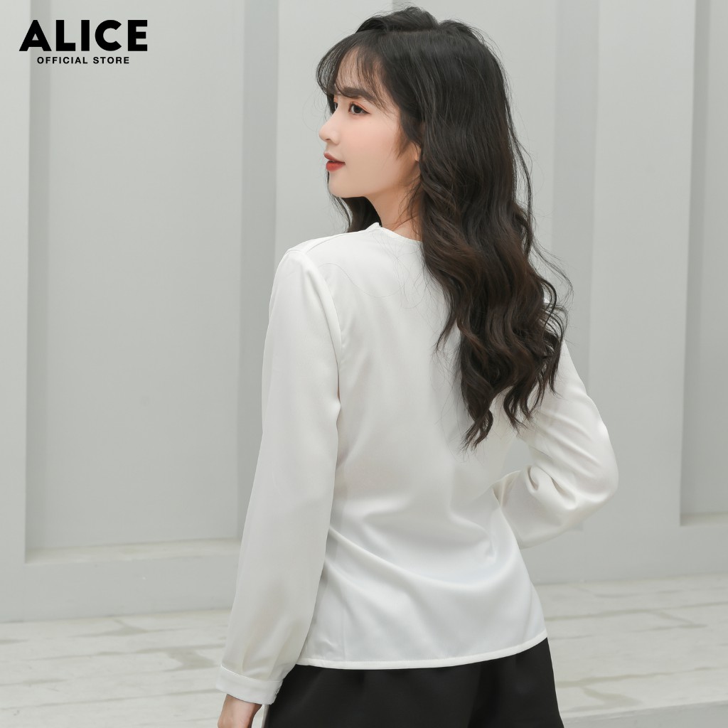 Áo Sơ Mi Nữ Tay Dài ALICE Thiết Kế Đai Eo Thắt Nơ Tôn Dáng Cổ Chéo Phong Cách Cho Nữ Đi Dự Tiệc A203