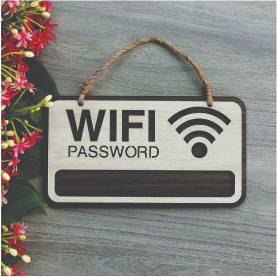 Bảng gỗ Password Wifi viết phấn mẫu dán tường, bảng treo tường gỗ tiện lợi cắt laser chất lượng cao decor quán, nhà hàng