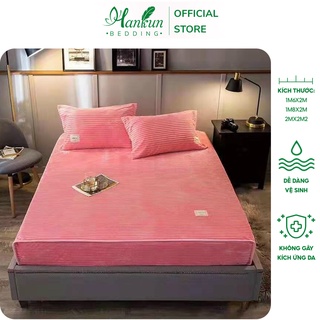 Bộ ga gối thảm trải giường nhung tăm Hankun phong các tối giản