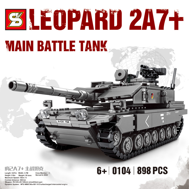 Đồ chơi Lắp ráp Mô hình Creator Expert xe tăng SY0104 Modern military germany tank Leopard zwei A sieben 2A7
