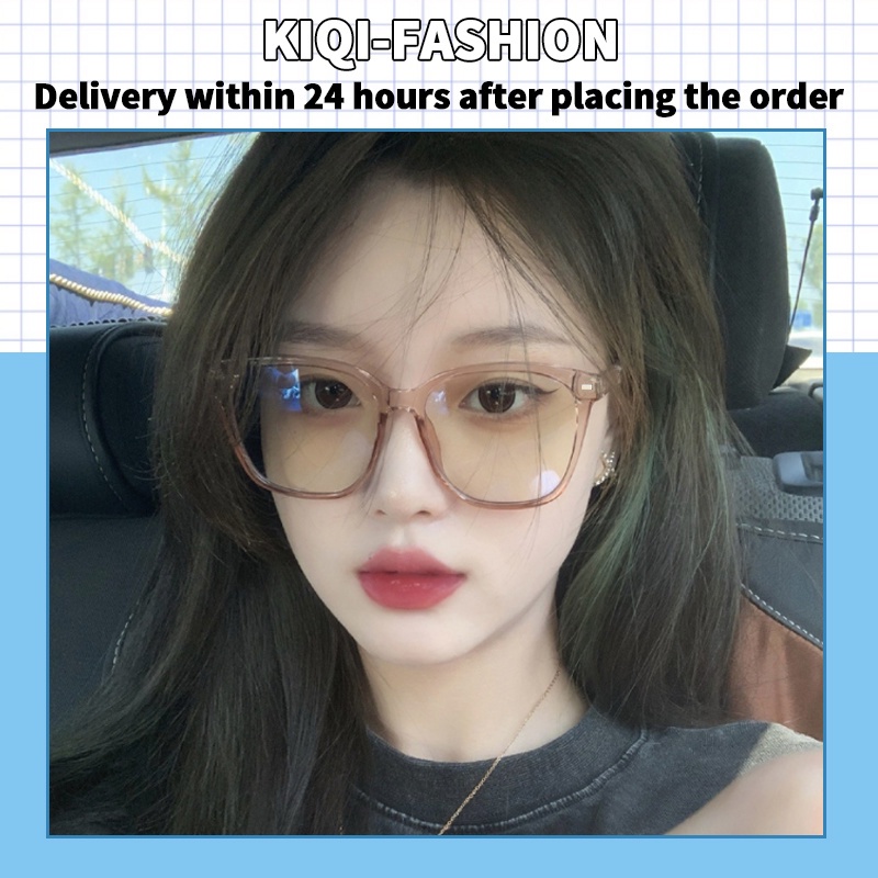 (KIQI-FASHION) COD Mắt Kính Gọng Vuông Lớn Chống Ánh Sáng Xanh Thời Trang Hàn Quốc Cho Nữ