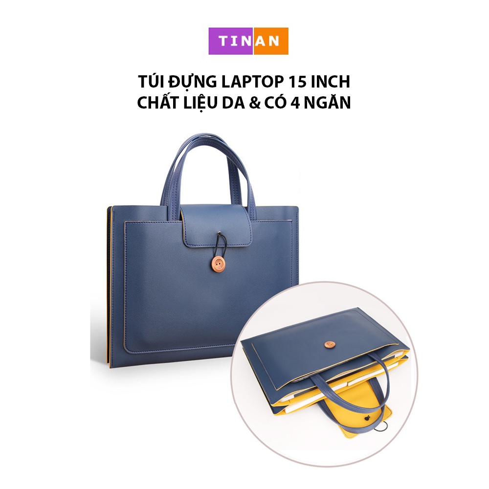 Túi Đựng Laptop 15inch Chất Liệu Da, 4 Ngăn, Thanh Lịch Cho Nam Và Nữ