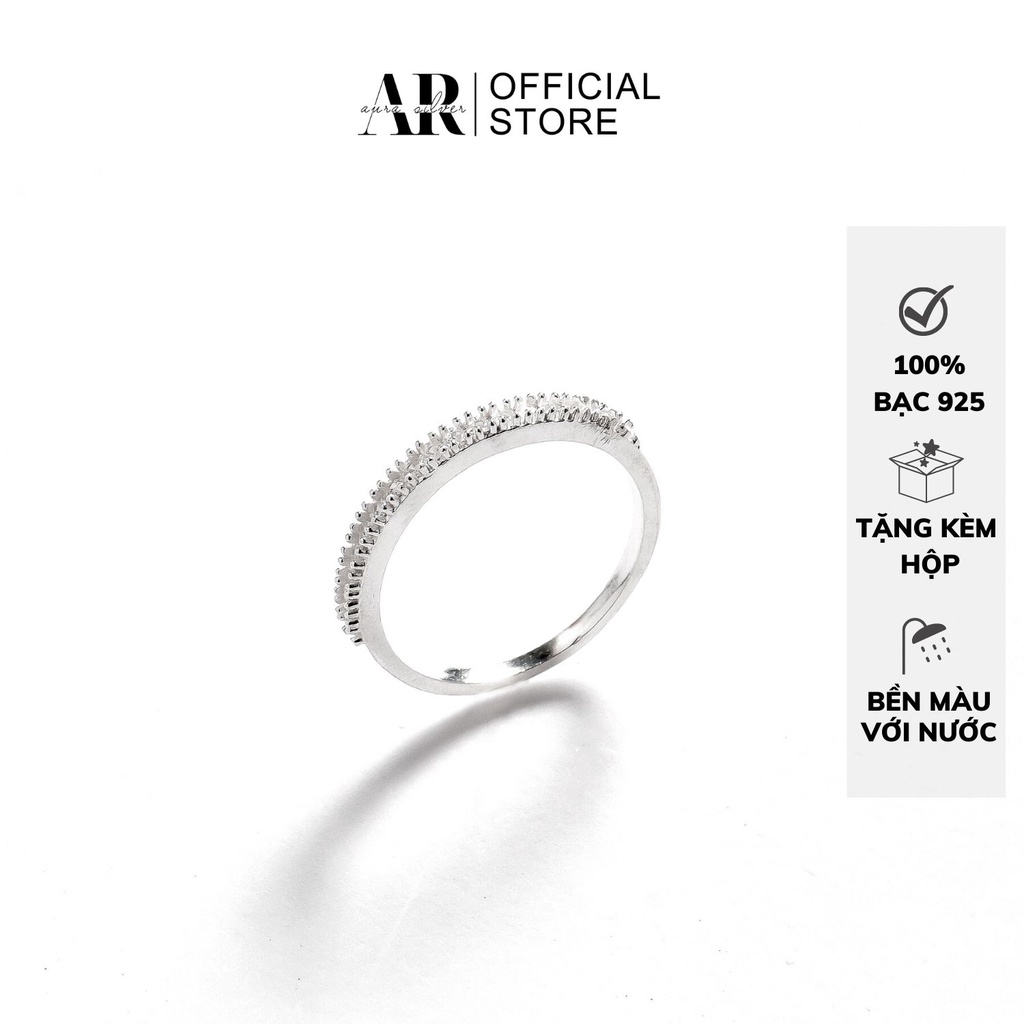 Nhẫn bạc nữ đính đá một hàng nhẫn nữ bạc 925 đơn giản– AURASILVER-N08
