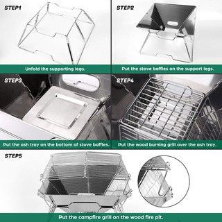 [Freeship Extra] Bếp vỉ nướng than hoa du lịch gấp gọn Inox