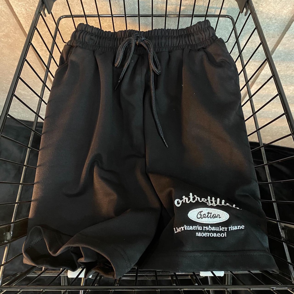 Quần Short Thun Unisex GATION màu ĐEN/XANH LÁ  Nam nữ unisex  Quần thun ngố lưng chun JEJUL