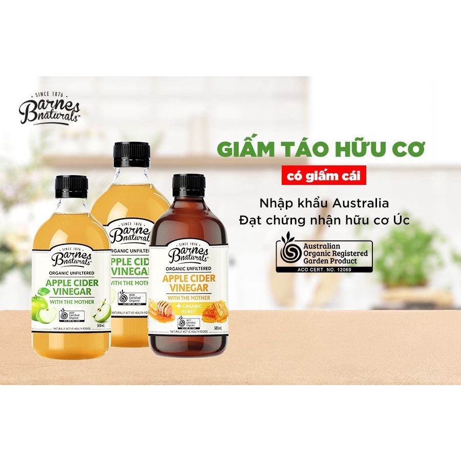 Giấm táo hữu cơ Barnes Naturals Organic Apple Cider Vinegar