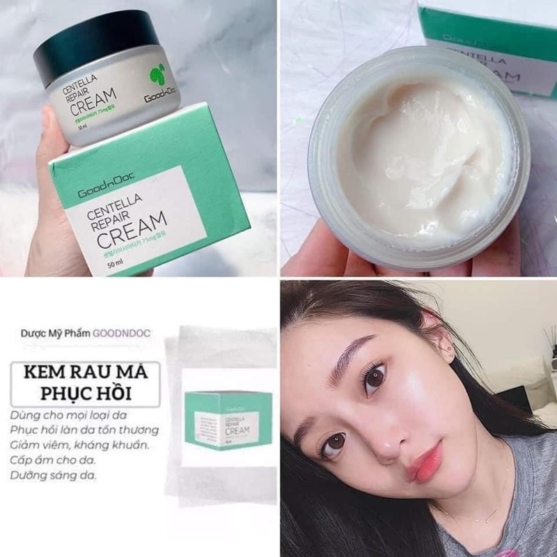 Kem dưỡng ẩm phục hồi rau má GoodnDoc Centella Repair Cream 50ml