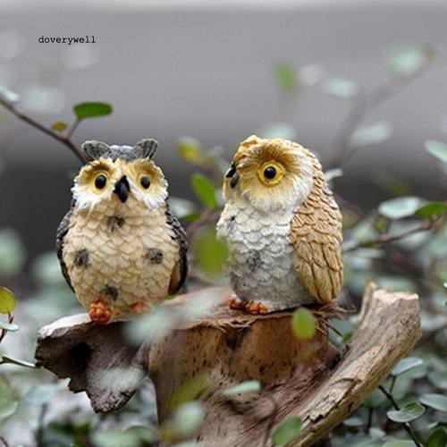 Bộ tượng cú mèo màu sắc chân thật sống động trang trí sân vườn nhà cửa DIY