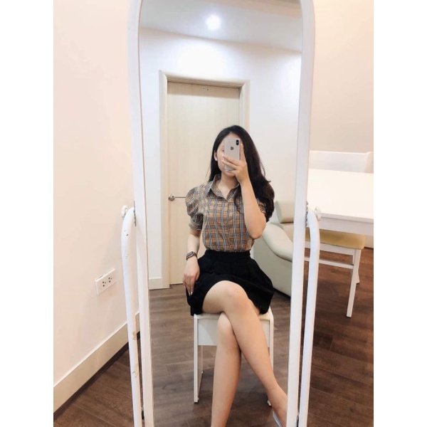 Áo Sơ Mi kẻ bbr tay phồng Nữ