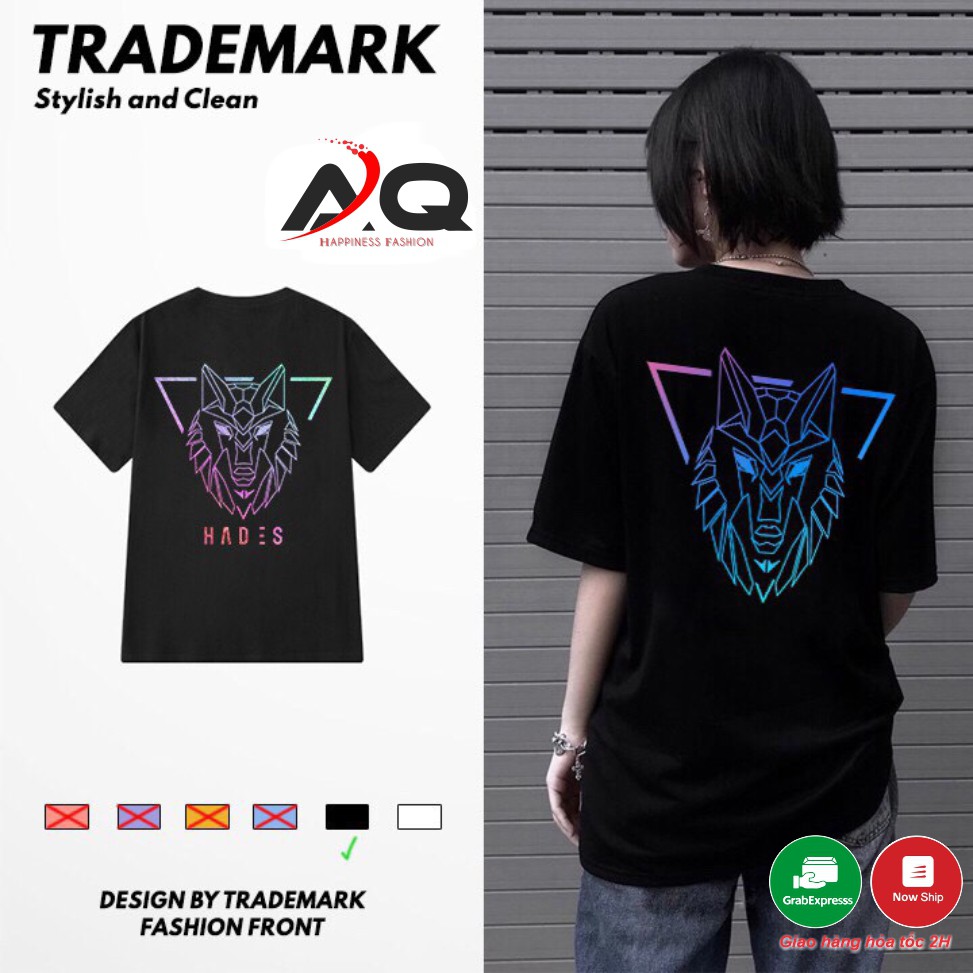 Áo Thun Phản Quang ĐẦU SÓI  tay lỡ form rộng, phản quang đa sắc ATPQ15 Unisex