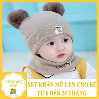 [SỈ]SET KHĂN MŨ❤️FREESHIP❤️sét khăn mũ 2 quả bông siêu đáng yêu cho bé 6 tháng đến 3 tuổi - PKSS10-SI