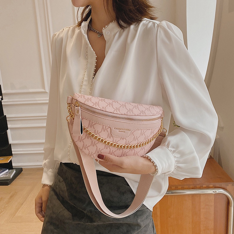 Túi đeo chéo, bao tử đeo ngực, đeo bụng da kèm dây xích trẻ trung cá tính hàng QC | BigBuy360 - bigbuy360.vn