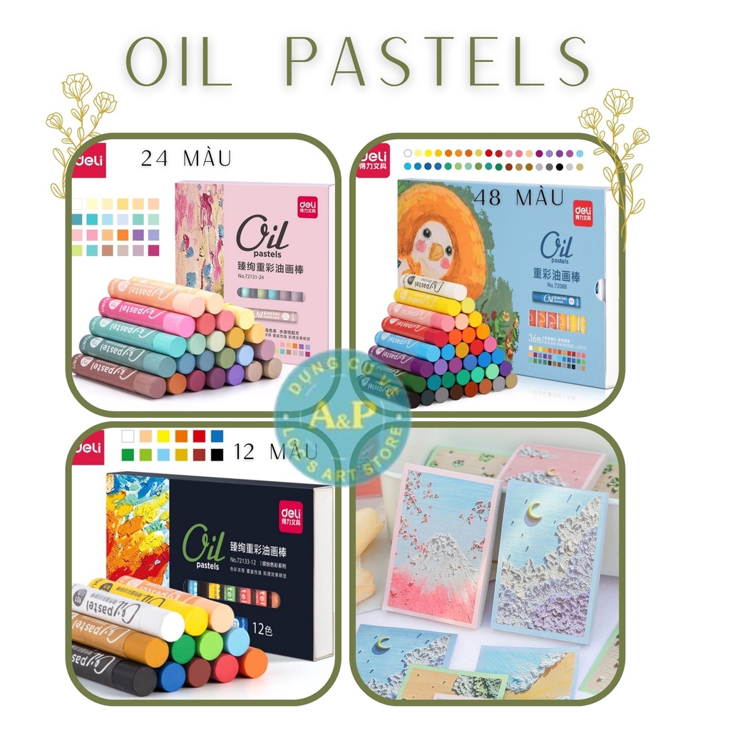 [Lộc's Art Store] Bộ Bút Sáp Dầu Oil Pastel Cao Cấp DELI Phong Cách MORANDI (Bộ 12/24/36 màu)