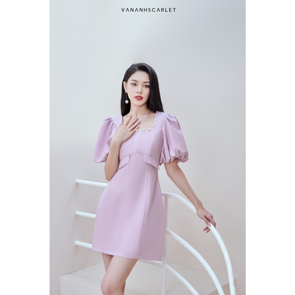 Đầm nữ VANANHSCARLET tay bồng cổ vuông V066S22