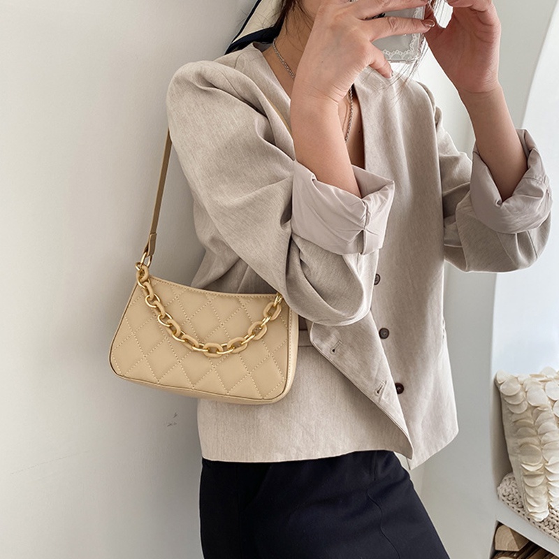 Túi đeo vai / kẹp nách trần trám màu sắc đơn giản phong cách phương Tây IELGY