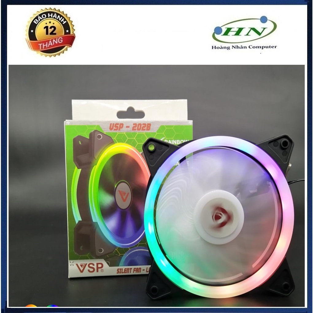 Fan Case V202B LED RGB (12cm) Gắn Trực tiếp lên Nguồn Tự Chuyển màu RGB