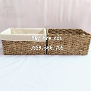 Giỏ cói đựng đồ size nhỏ vcó vải lót