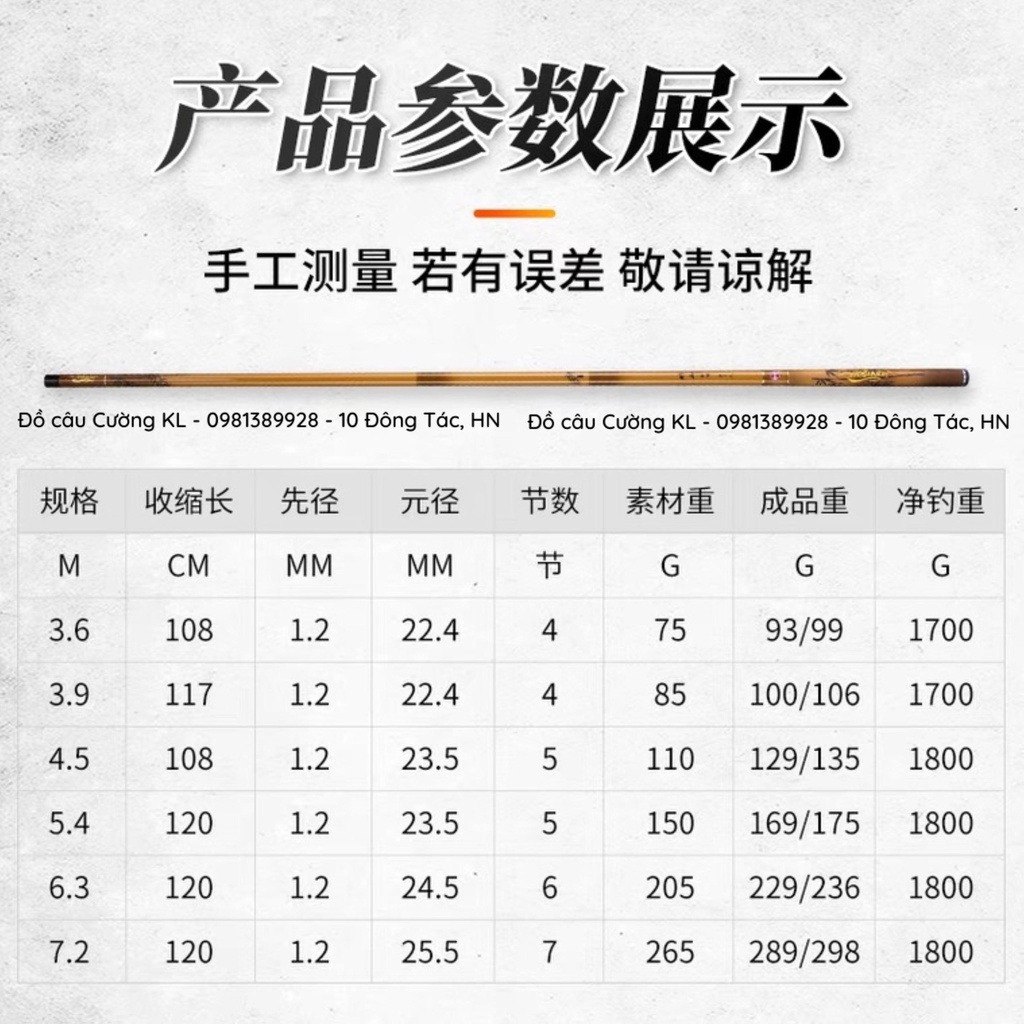 Cần tay GW ZhushanST Tử trúc - 5H