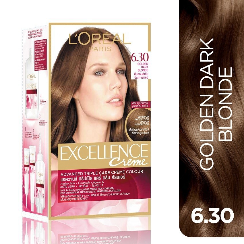 Thuốc nhuộm tóc Loreal Excellence Creme 6.30 nâu ánh vàng