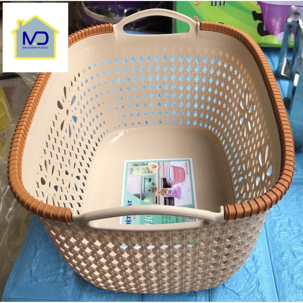 (hot) Giỏ hoa nhựa Việt Nhật có quai - Giỏ đựng đồ chơi, quần áo tiện dụng