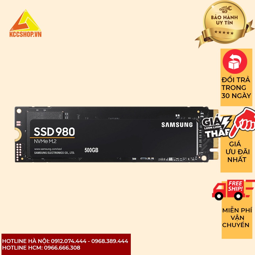 Ổ cứng SSD Samsung 980 500GB PCIe NVMe 3.0x4 (Đọc 3100MB/s - Ghi 2600MB/s) - (MZ-V8V500BW)