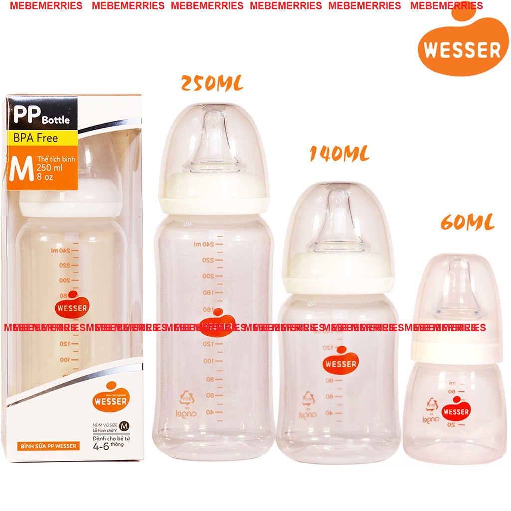 BÌNH SỮA WESSER CỔ 60ML/140ML/250ML