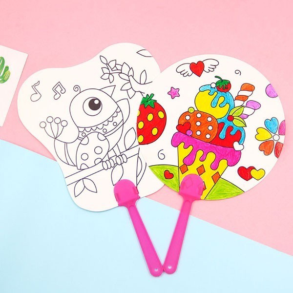 Đồ chơi combo màu và quạt - Tô màu quạt giấy cho bé học tô màu và dùng quạt tiện lợi
