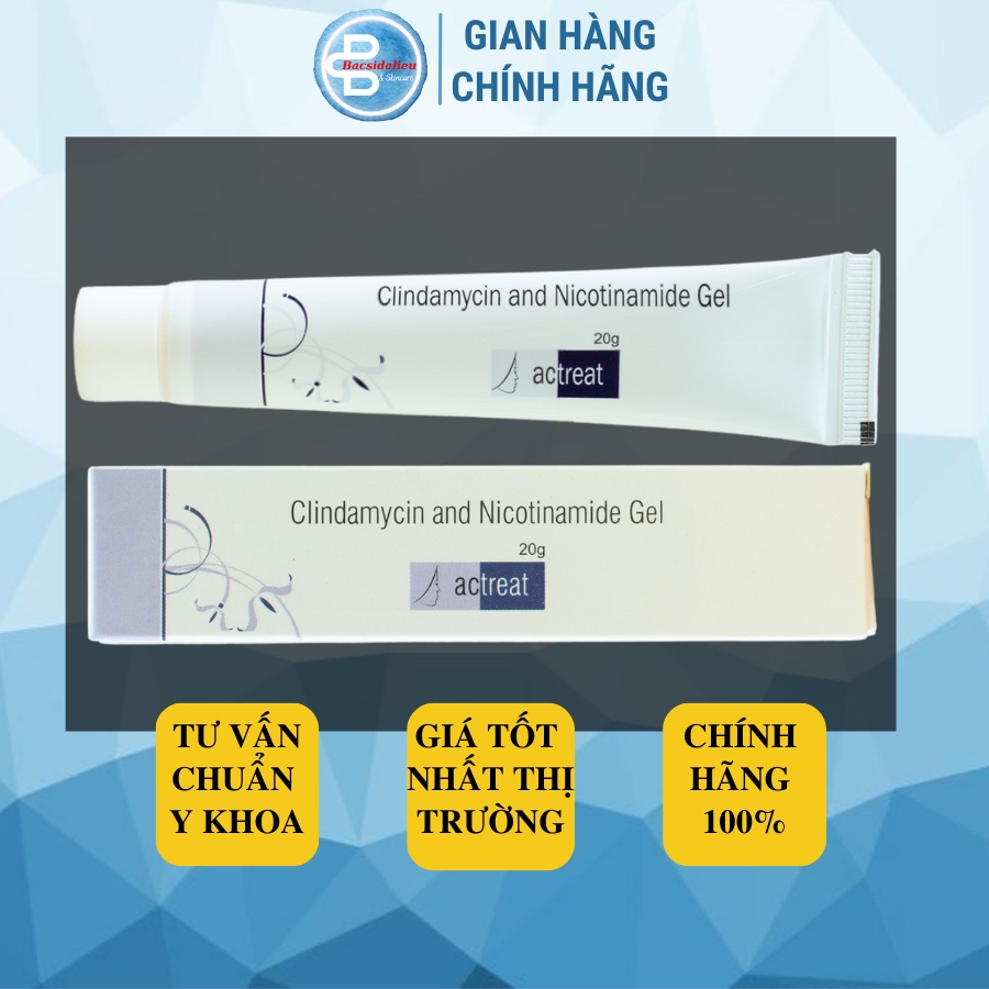 Actreat gel (20g) kem chấm mụn 5% niacinamide và clin.damyci, giảm mụn, hết sạch mụn