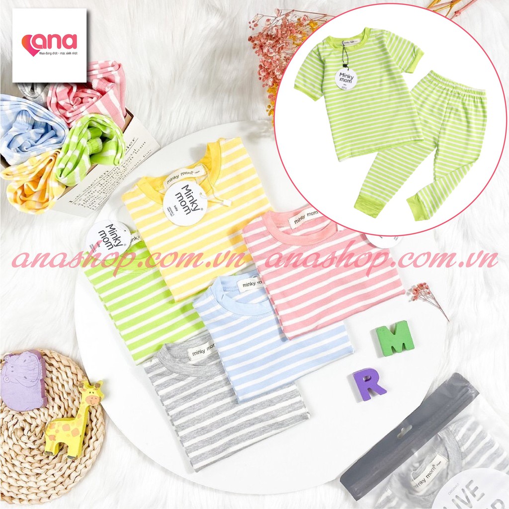 Bộ Áo Cộc Tay Ngắn Quần Dài Cho Bé [Trợ Giá] Quần Áo Cho Bé Trai gái Kiểu Dáng ALIBABA KẺ NGANG Minky Mom thun lạnh