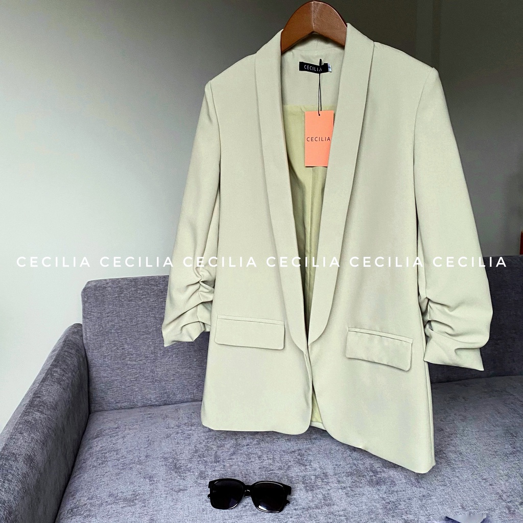 Áo blazer ESTELLE by CECILIA màu xanh bạc hà nhạt mint (ảnh thật chụp bởi CECILIA chuẩn màu  có ảnh feedback) | BigBuy360 - bigbuy360.vn